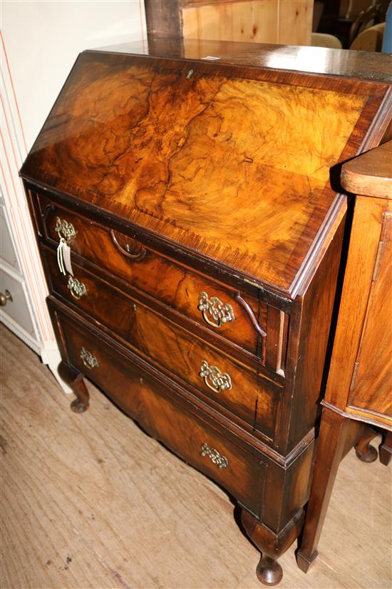 Reproduction figured walnut bureau